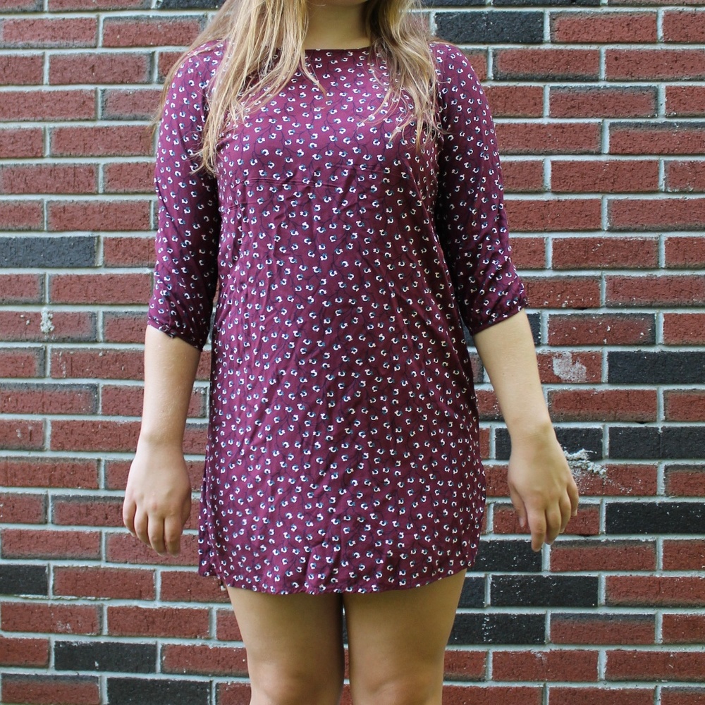 Old Navy Maroon Floral Print Dress